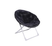 Amazon Basics Faux Fur Saucer Shaped Chair with Metal Frame Black 27.2""D x 32.3""W x 32.3""H