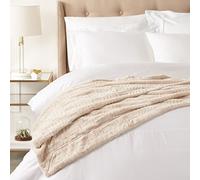 Amazon Basics Faux Fur Sofa Throw Blanket, Not Heated, Soft Bed Throw, 150 x 200 cm, Ivory