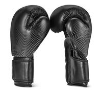 Amazon Basics Faux Leather Boxing Gloves for Men and Women - Training Gloves for Sparring, MMA, Muay Thai - Ergonomic and Breathable Design with Wrist Support - Black