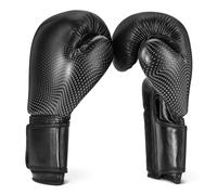 Amazon Basics Faux Leather Boxing Gloves for Men and Women - Training Gloves for Sparring, MMA, Muay Thai - Ergonomic and Breathable Design with Wrist Support - Black