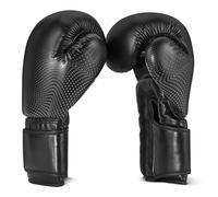 Amazon Basics Faux Leather Boxing Gloves for Men and Women - Training Gloves for Sparring, MMA, Muay Thai - Ergonomic and Breathable Design with Wrist Support - Black