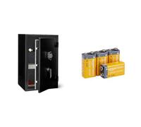 Amazon Basics Fire Resistant Security Safe with Programmable Electronic Keypad + 4-Pack 9V Alkaline Batteries, 9V/6LR61