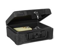Amazon Basics Fireproof and Waterproof Document Safe Box with Key Lock, 6.2L Capacity, UL 72 Class 350 Fire Rated, Black