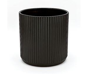 Amazon Basics Fluted Ceramic House Round Planter, 20.3 cm, Black