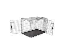 Amazon Basics XXL Metal Dog Crate/Cage with Tray, Durable and Foldable Dog Cage with Double Door, Black, XXL 122cm (48")