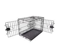 Amazon Basics Foldable Metal Wire Dog Crate with Tray, Double Door, 76cm Length, Black