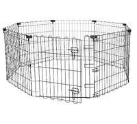 Amazon Basics Foldable Octagonal Metal Dog Pen/Puppy Pen/Playpen Indoor for Dogs and Pets, With door, 61 cm high, Black