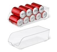 Amazon Basics Food and Drink Can Organizer for Fridge or Pantry, 2-Piece Set, Self-Dispensing, Transparent Sides, non-stackable