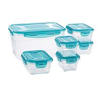 Amazon Basics Food Containers with Lids, Stackable Airtight Tupperware Set, 6-Piece, Clear