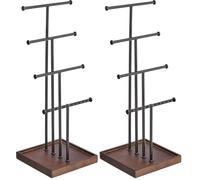 Amazon Basics Four-Tiered Jewellery Tree Stand - Walnut/Black (Pack of 2)