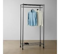 Amazon Basics Garment Rack with Top and Bottom Shelves, Black, 89 x 44 x 179 cm