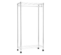 Amazon Basics Garment Rack with Top and Bottom Shelves, Chrome, 89 x 45 x 180 cm