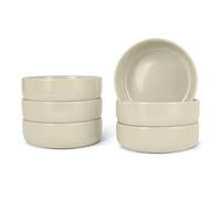 Amazon Basics Glazed Stoneware Cereal Bowls, 6-Piece Set, 14cm, Microwave and Dishwasher-Safe, Ivory