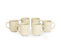 Amazon Basics Glazed Stoneware Coffee Mugs, 6-Piece Set, 473ml, Microwave and Dishwasher-Safe, Ivory