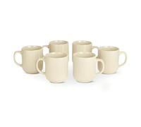 Amazon Basics Glazed Stoneware Coffee Mugs, 6-Piece Set, 473ml, Microwave and Dishwasher-Safe, Ivory