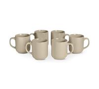 Amazon Basics Glazed Stoneware Coffee Mugs, 6-Piece Set, 473ml, Microwave and Dishwasher-Safe, Linen Gray