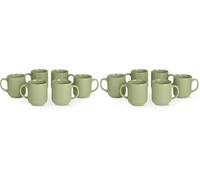 Amazon Basics Glazed Stoneware Coffee Mugs, 6-Piece Set, 473ml, Microwave and Dishwasher-Safe, Olive (Pack of 2)