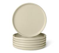 Amazon Basics Glazed Stoneware Dinner Plates, 6-Piece Set, 26.7cm, Microwave and Dishwasher-Safe, Ivory