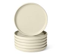 Amazon Basics Glazed Stoneware Salad Plates, 6-Piece Set, Microwave and Dishwasher-Safe, 21.08cm, Ivory