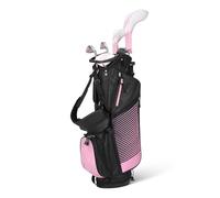 Amazon Basics Golf Club Set, 6- Piece with Stand Bag, Oversized Clubface, Low Center of Gravity, Right handed, Pink/Black
