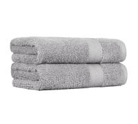 Amazon Basics Hand Towels for Bathroom, 100% Cotton Fade Resistant Towel Set, Soft and Absorbent, 50 x 100 cm, Grey, 2-Pack