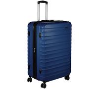 Amazon Basics Hard Shell Large Suitcase - Expandable ABS Travel Luggage with 4 Double Spinner Wheels - Scratch Resistant and Lightweight Construction - 78 x 52.6 x 32cm - Navy Blue