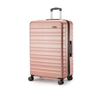 Amazon Basics Hard Shell Large Suitcase - Expandable ABS Travel Luggage with 4 Double Spinner Wheels - Scratch Resistant and Lightweight Construction - 78 x 52.6 x 32cm - Rose Gold