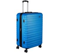 Amazon Basics Hard Shell Large Suitcase - Expandable ABS Travel Luggage with 4 Double Spinner Wheels - Scratch Resistant and Lightweight Construction - 78 x 52.6 x 32cm - Light Blue