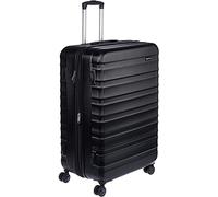Amazon Basics Hard Shell Large Suitcase - Expandable ABS Travel Luggage with 4 Double Spinner Wheels - Scratch Resistant and Lightweight Construction - 78 x 52.6 x 32cm - Black