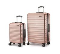 Amazon Basics Hard Shell Luggage Set (Small + Large) - Expandable ABS Travel Luggage with 4 Double Spinner Wheels - Scratch Resistant and Lightweight Construction - Rose Gold