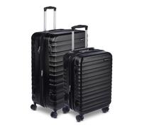 Amazon Basics Hard Shell Luggage Set (Small + Large) - Expandable ABS Travel Luggage with 4 Double Spinner Wheels - Scratch Resistant and Lightweight Construction - Black
