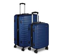 Amazon Basics Hard Shell Luggage Set (Small + Large) - Expandable ABS Travel Luggage with 4 Double Spinner Wheels - Scratch Resistant and Lightweight Construction - Navy Blue