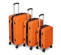 Amazon Basics Hard Shell Luggage Set (Small + Medium + Large) - Expandable ABS Travel Luggage with 4 Double Spinner Wheels - Scratch Resistant and Lightweight Construction - Burnt Orange