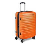 Amazon Basics Hard Shell Medium Suitcase - Expandable ABS Travel Luggage with 4 Double Spinner Wheels - Scratch Resistant and Lightweight Construction - 68 x 45.1 x 28.6cm - Burnt Orange