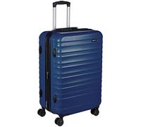 Amazon Basics Hard Shell Medium Suitcase - Expandable ABS Travel Luggage with 4 Double Spinner Wheels - Scratch Resistant and Lightweight Construction - 68 x 45.1 x 28.6cm - Navy Blue