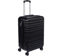 Amazon Basics Hard Shell Medium Suitcase - Expandable ABS Travel Luggage with 4 Double Spinner Wheels - Scratch Resistant and Lightweight Construction - 68 x 45.1 x 28.6cm - Black
