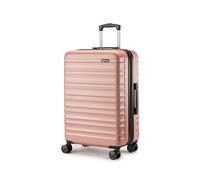 Amazon Basics Hardside Medium Suitcase, ABS Hardshell Expandable Lightweight Suitcase with 4 Spinner Wheels, 68 cm, Rose Gold