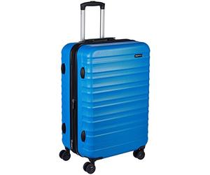 Amazon Basics Hard Shell Medium Suitcase - Expandable ABS Travel Luggage with 4 Double Spinner Wheels - Scratch Resistant and Lightweight Construction - 68 x 45.1 x 28.6cm - Light Blue