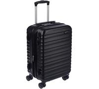 Amazon Basics Hard Shell Small Suitcase - Expandable ABS Hand Luggage with 4 Double Spinner Wheels - Scratch Resistant and Lightweight Construction - 55 x 37.5 x 25.5cm - Black