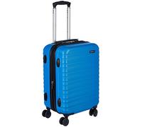 Amazon Basics Hard Shell Small Suitcase - Expandable ABS Hand Luggage with 4 Double Spinner Wheels - Scratch Resistant and Lightweight Construction - 55 x 37.5 x 25.5cm - Light Blue