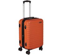 Amazon Basics Hard Shell Small Suitcase - Expandable ABS Hand Luggage with 4 Double Spinner Wheels - Scratch Resistant and Lightweight Construction - 55 x 37.5 x 25.5cm - Burnt Orange