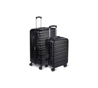 Amazon Basics Hard Shell Suitcase Set (Small + Large) - Expandable ABS Luggage with 4 Spinner Wheels - Black