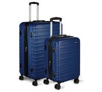 Amazon Basics Hard Shell Suitcase Set (Small + Large) with 4 Spinner Wheels - Navy Blue