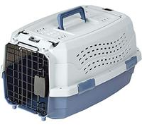 Amazon Basics Hard-Sided Pet Carrier, Two-Door Top-Load Dog Travel Box, 48.3 L x 32 W x 25.4 H cm, Blue