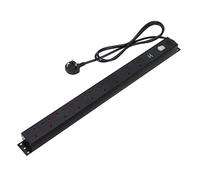 Amazon Basics Heavy-Duty 9-Way Metal Power Strip with Surge Protection, Safety Shutters, Socket Strip Extension, 1.8m Cable, Wall Mountable, 600J, Black