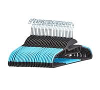 Amazon Basics Heavy Duty Rubber Hangers with Non-Slip Pads and Bar, Blue, 30-Pack
