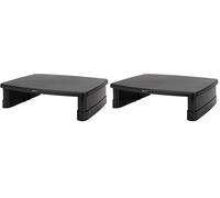 Amazon Basics Height Adjustable Monitor Stand Riser with Storage Organizer, 3-Level Stackable Design, Durable ABS Plastic, Supports up to 10kg, for Monitors & Laptops, Black (Pack of 2)