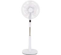 Amazon Basics Height & Tilt Angle Adjustable Oscillating Digital Dual 5-Blade 12-Speed Standing Pedestal Fan with Remote Control, White