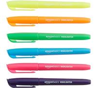 Amazon Basics Highlighters Pack of 12 with 6 Assorted Neon Colours, Durable Chisel Tip, Pens for Adults and Kids, Multicolour