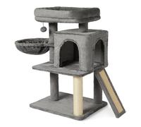 Amazon Basics Indoor Cat & Kittens Multi-Level Climbing Activity Tower with Scratching Posts, 2 Condos, FSC certified, M - 79cm H, Grey